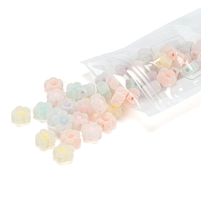 30Pcs Flocky Acrylic Beads MACR-FS0001-07-1