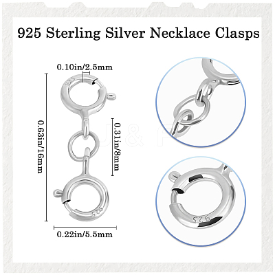 8Pcs 925 Sterling Silver Double Spring Ring Clasps STER-BBC0007-52-1
