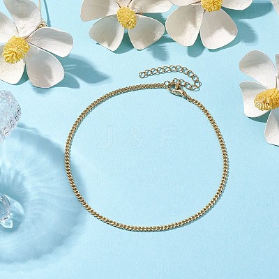 Brass Curb Chain Anklets AJEW-AN00603-1