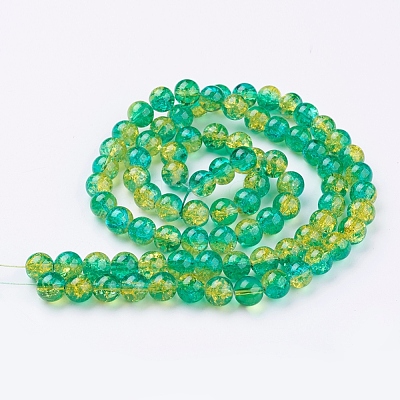 Spray Painted Crackle Glass Beads Strands CCG-Q002-10mm-07-1