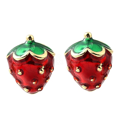 Brass Enamel Stud Earrings X-EJEW-G430-06B-G-1
