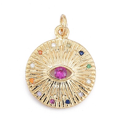 Brass Micro Pave Cubic Zirconia Pendants KK-O126-04G-02-1