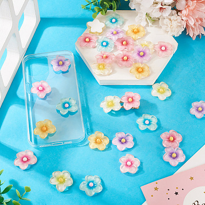 30Pcs 6 Colors Transparent Resin Cabochons RESI-TA0004-45-1