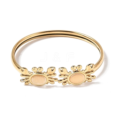 304 Stainless Steel Cat Eye Cuff Bangles BJEW-L719-02B-G-1