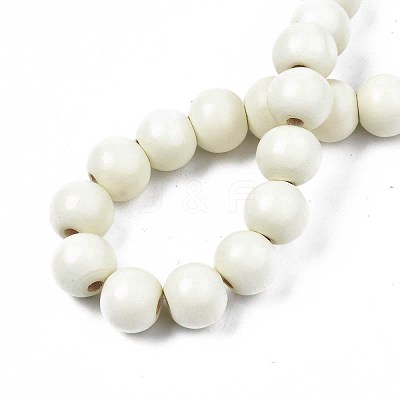 Painted Natural Wood Beads Strands WOOD-S053-54N-1