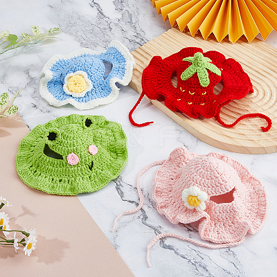 4Pcs 4 Colors Cloth Pet Hat AJEW-FH0008-80-1