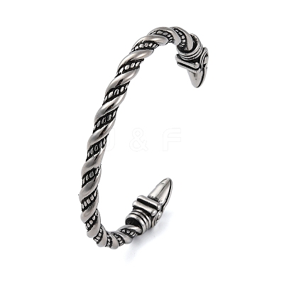 Viking 304 Stainless Steel Twisted Eagle Open Cuff Bangles for Men BJEW-U001-02P-1
