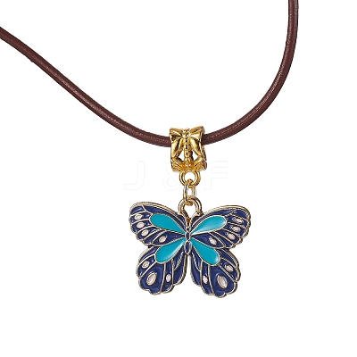 Alloy Enamel Butterfly Pendant Necklaces NJEW-JN04580-03-1