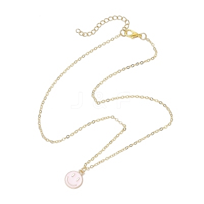 Alloy Enamel Smiling Face Pendant Necklaces NJEW-JN05259-1