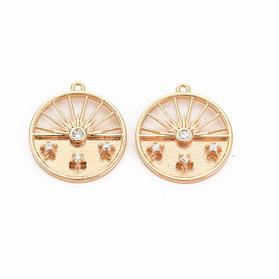 Brass Micro Pave Clear Cubic Zirconia Pendants KK-S364-265-1