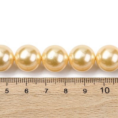 Electroplated Shell Pearl Beads Strands BSHE-G041-14mm-01-1