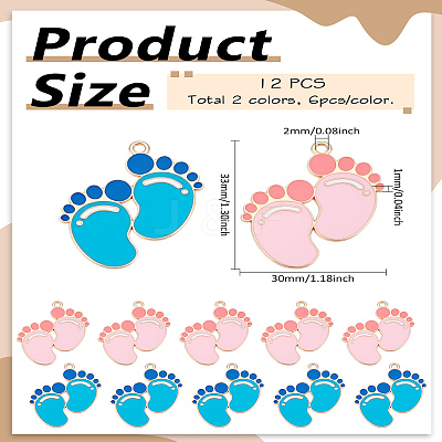 12Pcs 2 Colors Alloy Enamel Pendants ENAM-LP0002-14-1