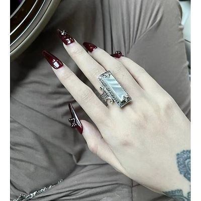Alloy Acrylic Cuff Open Rings WG8CAE0-01-1