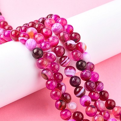 Natural Striped Agate/Banded Agate Bead Strands G-K166-13-8mm-03-1