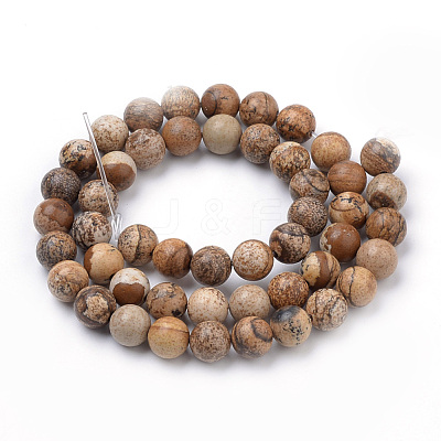 Natural Picture Jasper Beads Strands X-G-S259-27-8mm-1