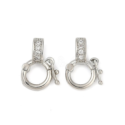 Brass Micro Pave Clear Cubic Zirconia Twister Clasps KK-H202-18P-1