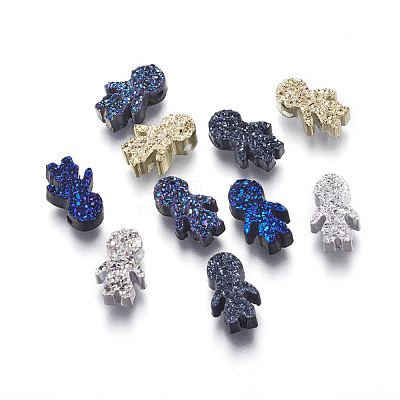 Imitation Druzy Gemstone Resin Beads RESI-L026-G-1