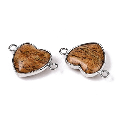 Natural Picasso Jasper Love Heart Pendants G-T138-205J-P-1
