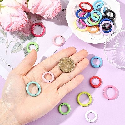 20Pcs Spray Painted Alloy Spring Gate Rings FIND-YW0017-97-1