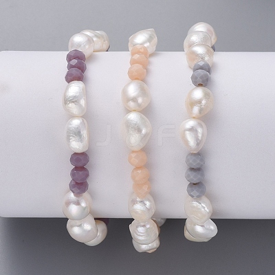 Natural Baroque Pearl Stretch Bracelets BJEW-JB05059-1