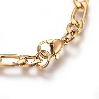 Ion Plating(IP) 304 Stainless Steel Figaro Chain Bracelets BJEW-L637-04A-G-1