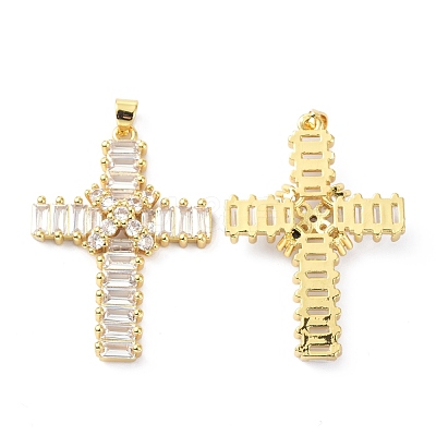 Brass Cubic Zirconia Pendant ZIRC-C021-30G-1