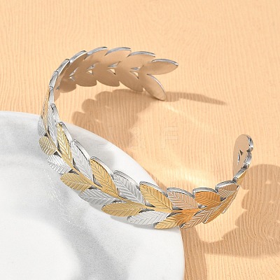 304 Stainless Steel Cuff Bangles for Women BJEW-D466-01GP-1