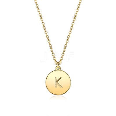 Brass Initial Pendant Necklace NJEW-BB35341-K-1