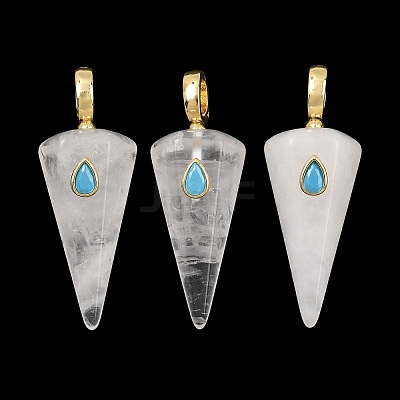 Natural Quartz Crystal Rock Crystal Pointed Pendants GG-CBA19F2-02G-04-1