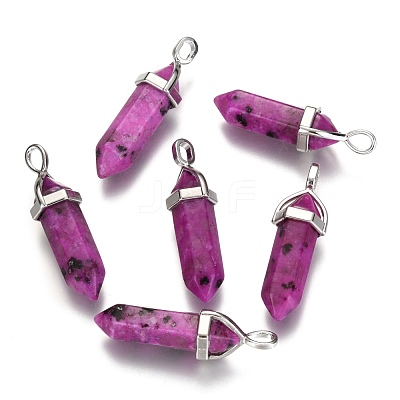 Natural Sesame Jasper/Kiwi Jasper Double Terminated Pointed Pendants G-F295-04I-1