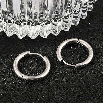 202 Stainless Steel Huggie Hoop Earrings X-EJEW-F111A-16mm-P-1