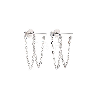 Stick Brass Cable Chain Stud Earrings FS-WGC480B-01-1