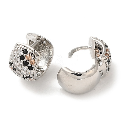 Rack Plating Brass Micro Pave Clear Cubic Zirconia Hoop Earrings EJEW-B062-27P-1