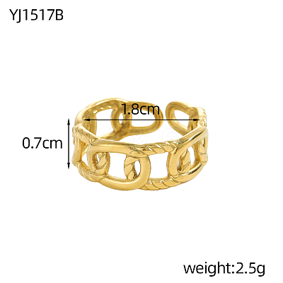 304 Stainless Steel Oval Chain Cuff Bangles for Women STAS-OY012-38G-1