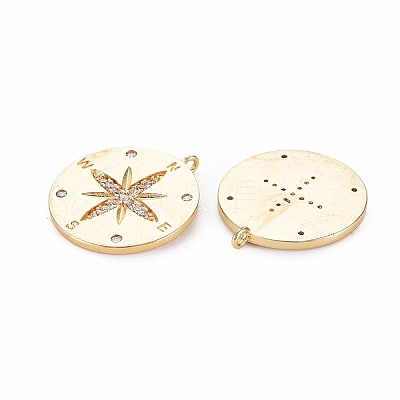 Brass Micro Pave Clear Cubic Zirconia Pendants KK-S356-703-1