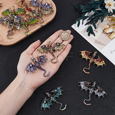 18Pcs 6 Colors Pterosaur Enamel Pins JEWB-ME0001-41-1