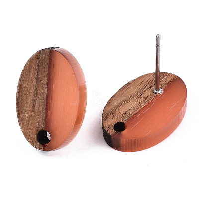 Resin & Walnut Wood Stud Earring Findings MAK-N032-004A-A05-1