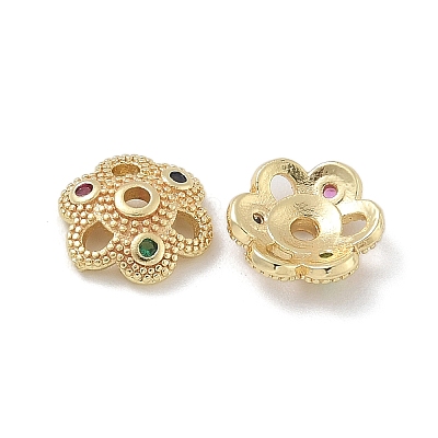 Brass Micro Pave Cubic Zirconia Bead Caps ZIRC-F141-18G-01-1