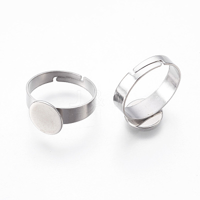Tarnish Resistant Adjustable 304 Stainless Steel Finger Rings Components STAS-F149-21P-B-1