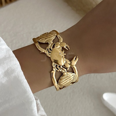 Ocean Theme 304 Stainless Steel Cuff Bangles for Women BJEW-Z171-01G-01-1
