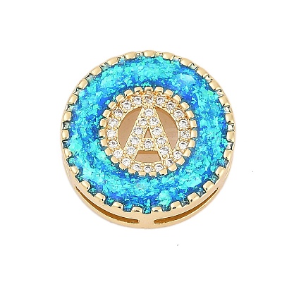 Brass Micro Pave Cubic Zirconia Slide Charms KK-I723-51G-01-1