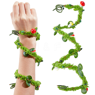 Plastic & Iron Flower Garland Arm Bracelet Rattan AJEW-GF0014-06-1