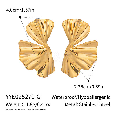 304 Stainless Steel Leaf Stud Earrings ND8551-1-1
