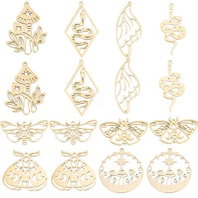16Pcs 8 Style 201 Stainless Steel Pendants STAS-SC0005-02-1