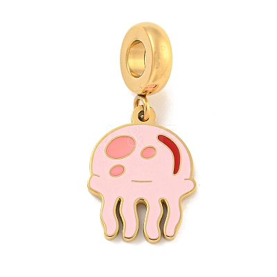 Ion Plating(IP) 304 Stainless Steel Enamel European Dangle Charms STAS-U005-33G-02-1