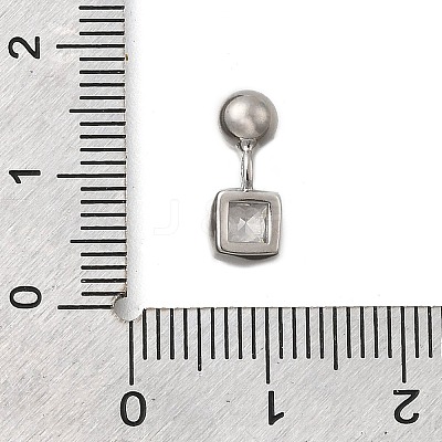 Brass Micro Pave Cubic Zirconia Square Charms KK-D500-01A-P-1
