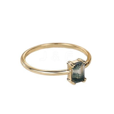 Brass and Moss Agate Finger Rings for Women FS-WGD1EDF-02-1