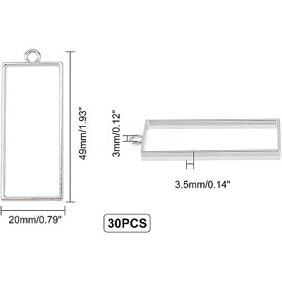 Rack Plating Alloy Rectangle Open Back Bezel Pendants PALLOY-UN0001-12P-FF-1