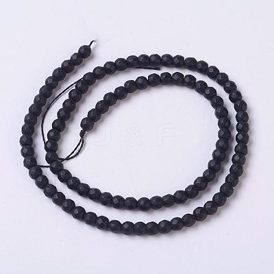 Synthetic Black Stone Beads Strands G-C059-4mm-1-1