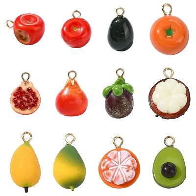 12Pcs 12 Styles Brass Acrylic Pendants OACR-CJ0002-68-1